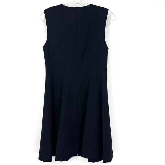 THEORY Bonbi Dress Womens 8 New With Tags Fit Flare Zip Front Sleeveless Black - Picture 5 of 5